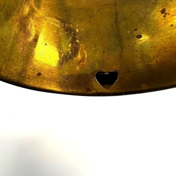 Red and gold tone wide brass  bangle bracelet - Picture 4 of 11